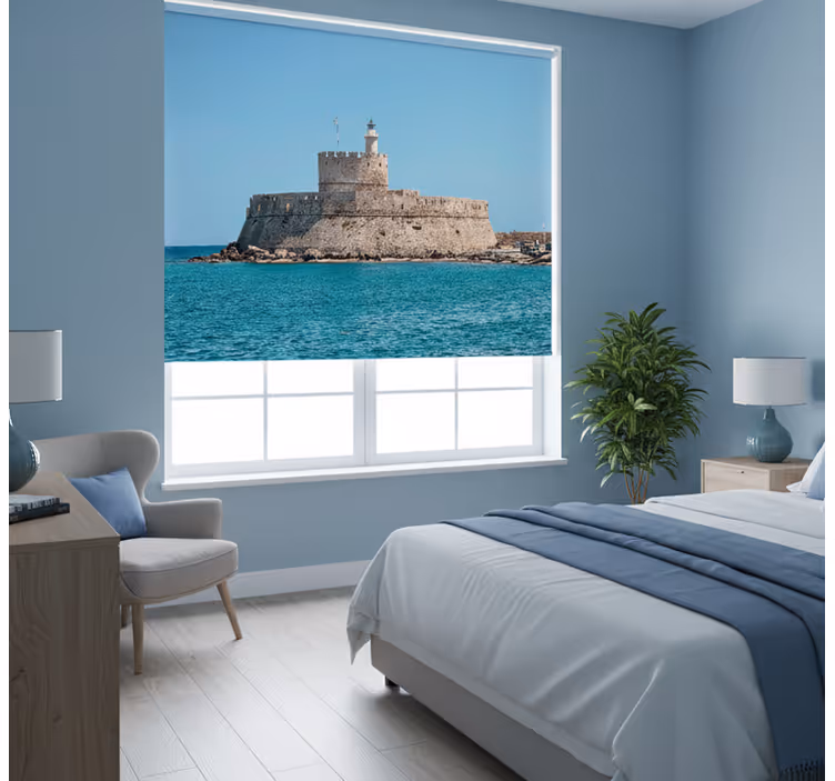 Bedroom blind colossal remnants of rhodes ocean - TenStickers