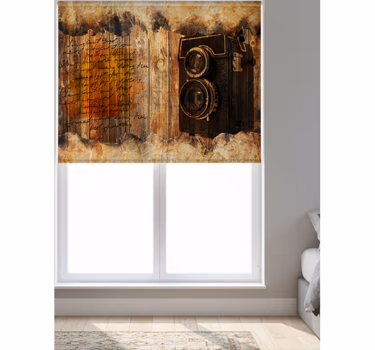 Bedroom blind with industrial gear bar - TenStickers