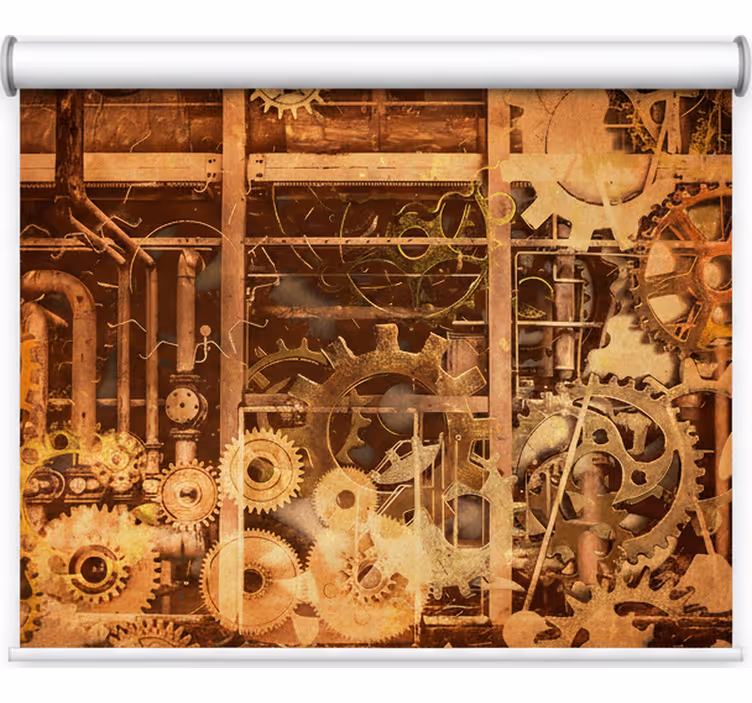 Retro 3d industrial pipes gold bedroom blind - TenStickers