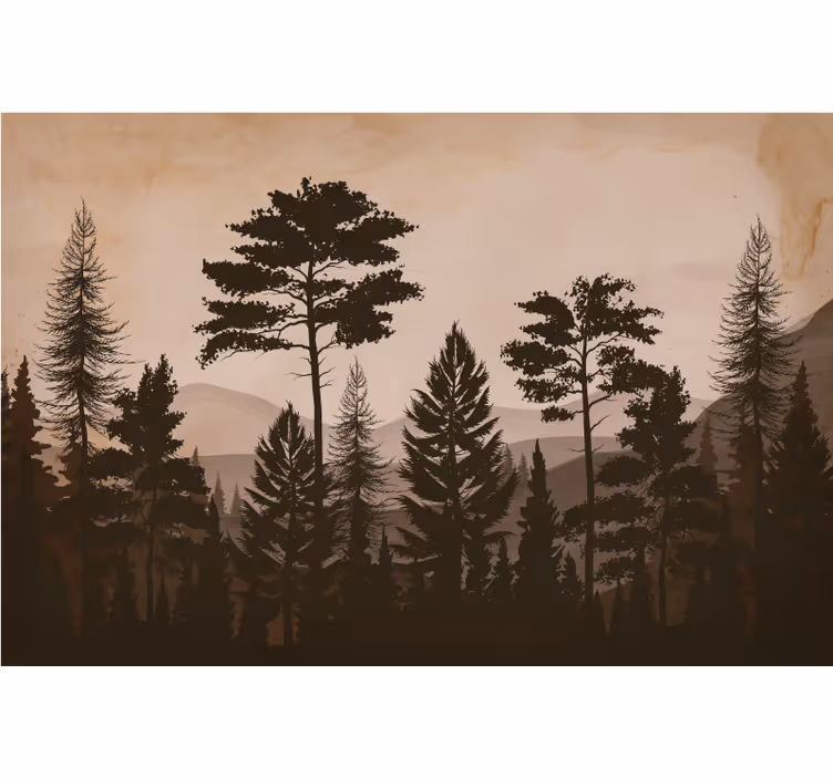 Scandinavian style warm colored forest bedroom blind - TenStickers