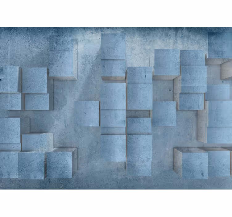 Bedroom blind with 3d stone cube design - TenStickers