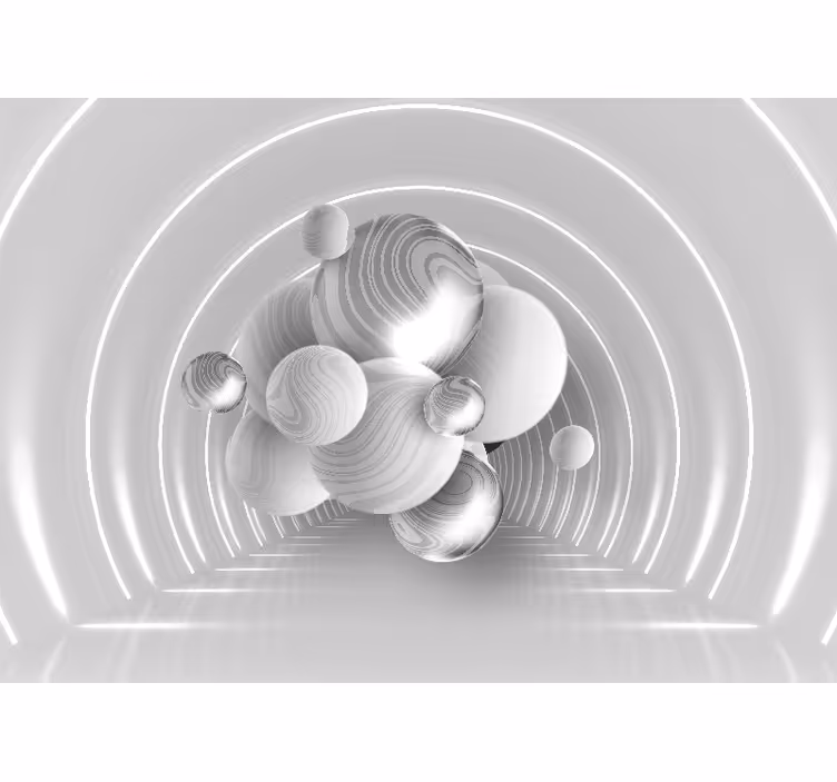 White blind with white balls in a tunnel - TenStickers
