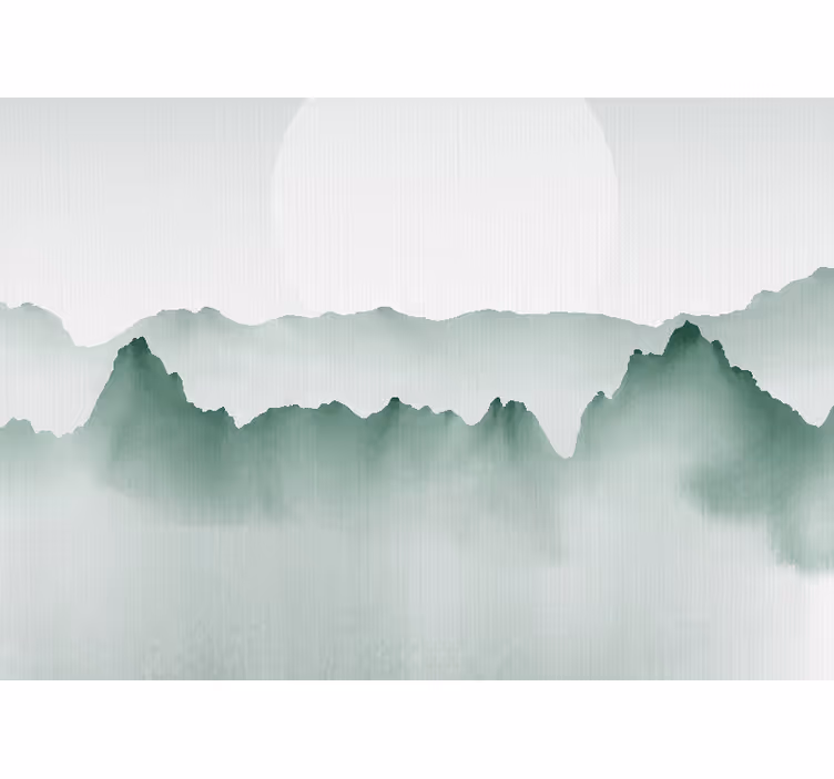 White blind japandi style abstract landscape - TenStickers