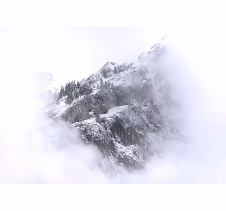 White blind snowy mountain landscape mural - TenStickers