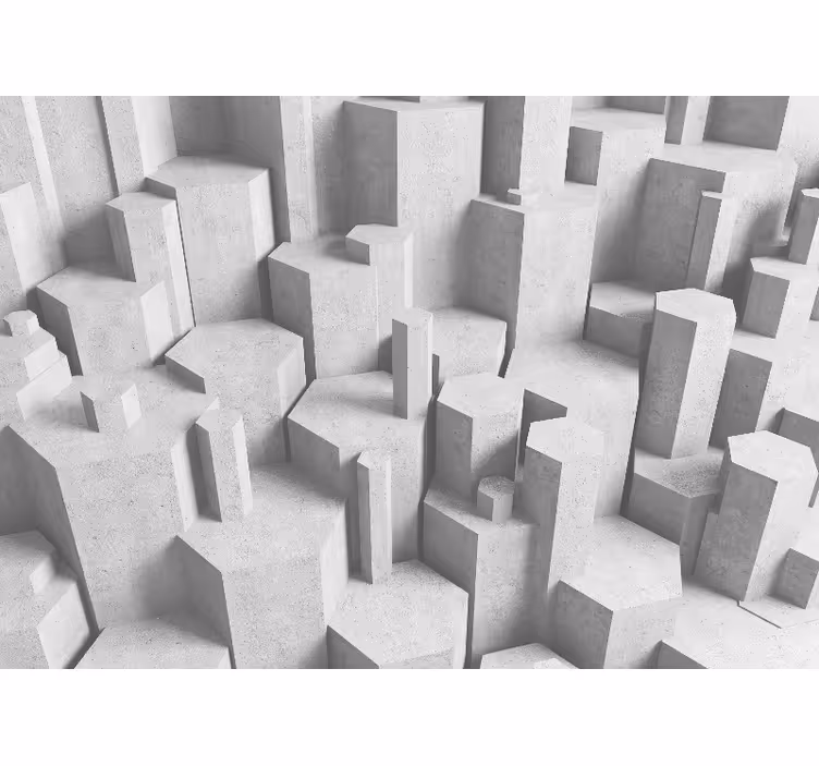 White blind with 3d concrete geometric shapes - TenStickers