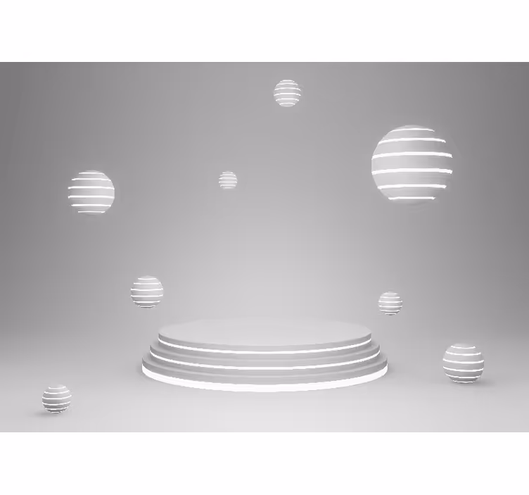 White blind with floating spheres on a circular base - TenStickers