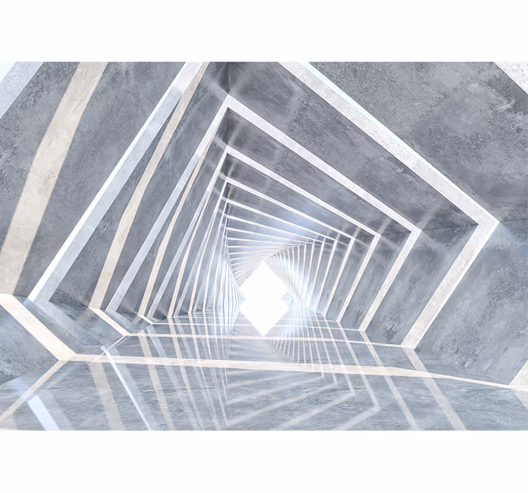 White blind 3d geometric tunnel design - TenStickers