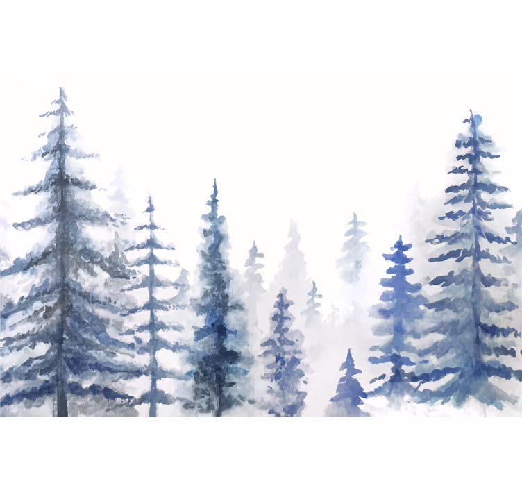 White blind misty forest wallpaper - TenStickers