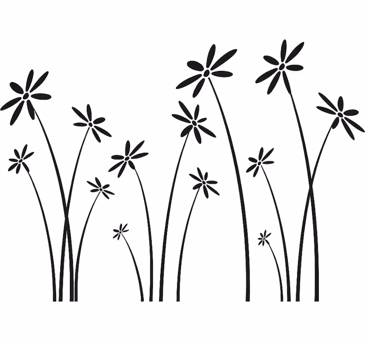 White blind with black tall flowers - TenStickers