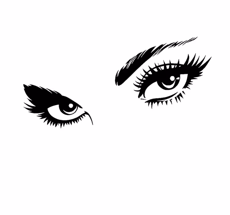 White blind with woman's eyes looking through - TenStickers