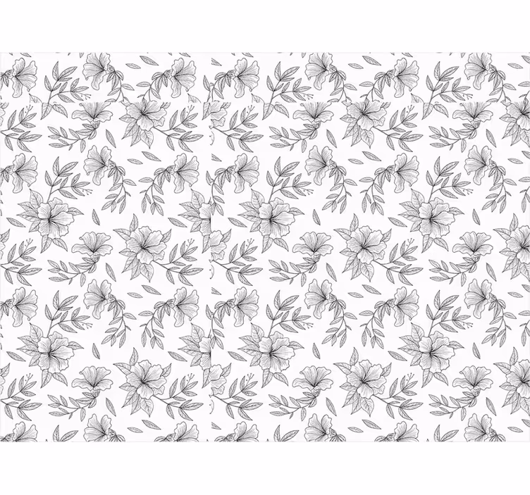Living room blind in black and white floral design - TenStickers