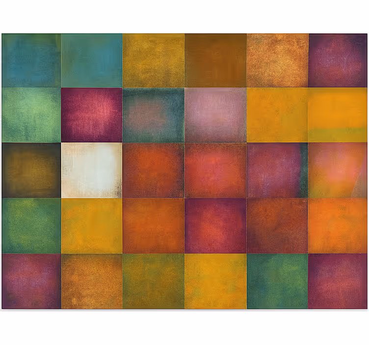 Living room blind with colorful vintage squares pattern - TenStickers