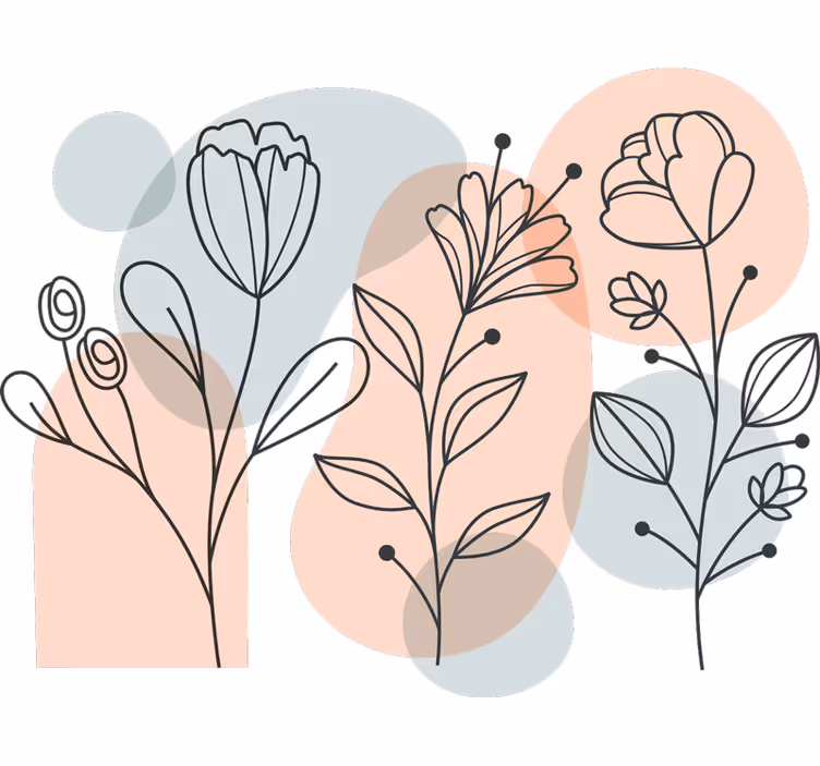 Bedroom blind with minimalist floral design - TenStickers