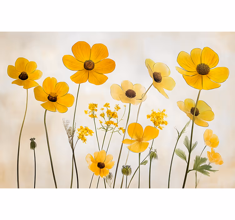Bedroom blind with delicate helenium flowers - TenStickers
