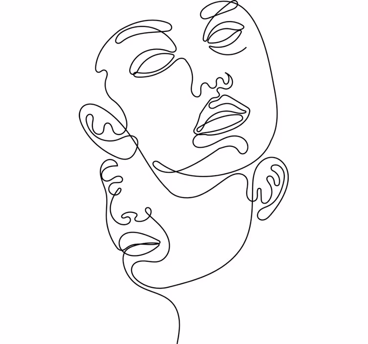 Abstract faces bedroom blind - TenStickers