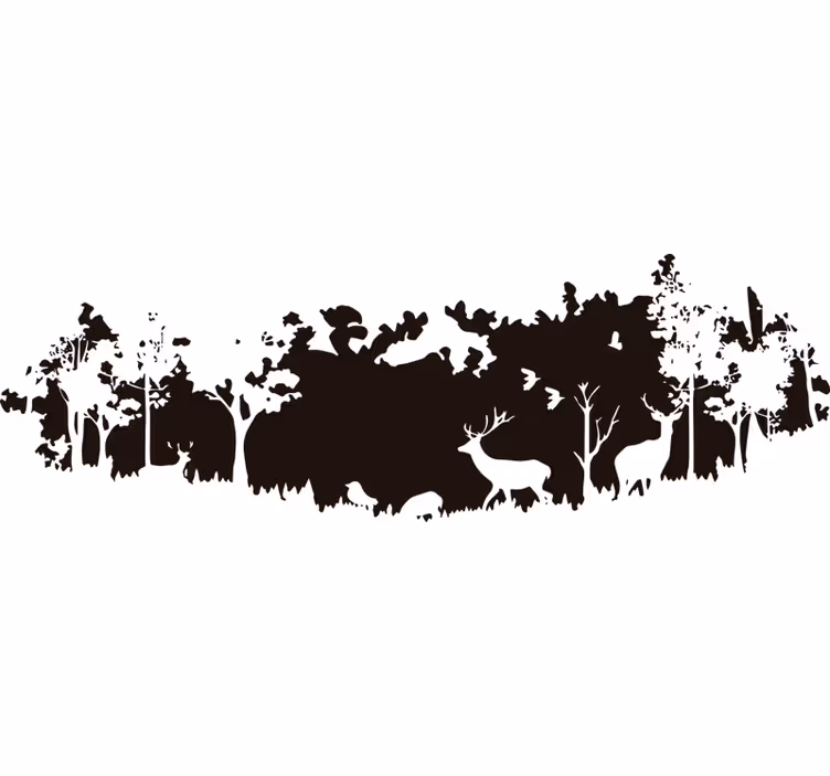 Bedroom blind forest scene silhouette - TenStickers