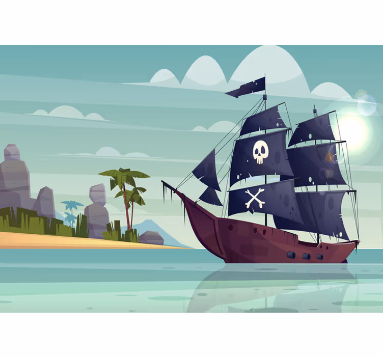 Childrens blind pirate ship wall mural - TenStickers