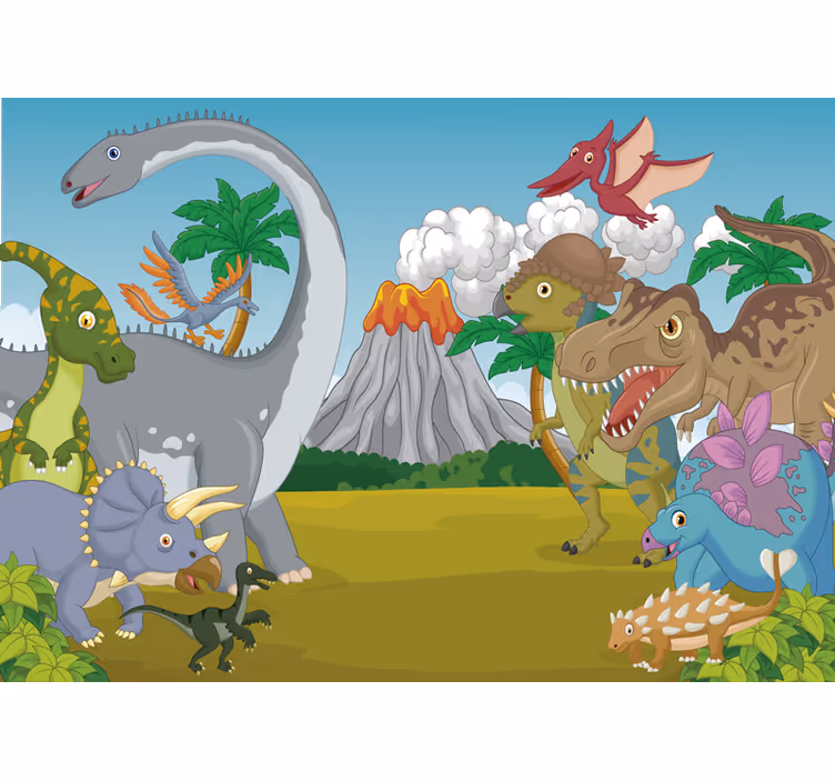 Childrens blind with decorative dinosaur mural - TenStickers