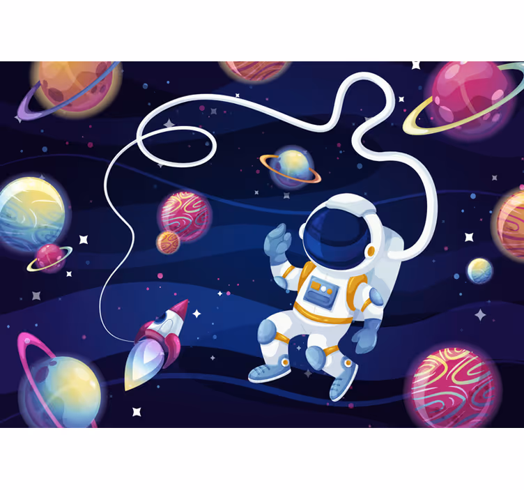 Childrens blind astronaut and rocket wall mural - TenStickers
