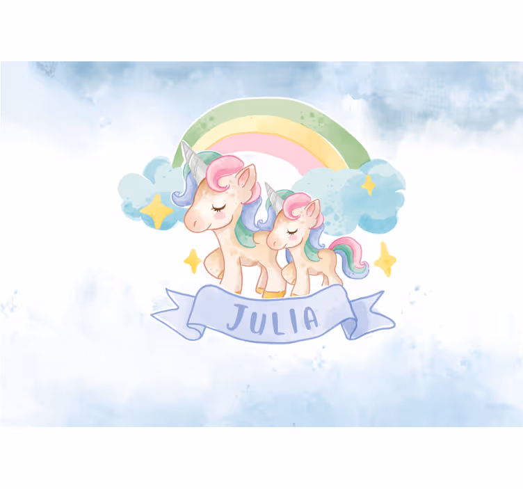 Happy unicorns over a rainbow childrens blind - TenStickers