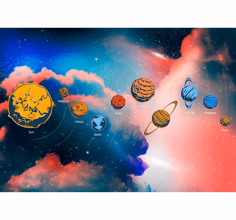 Childrens blind solar system with planet names - TenStickers