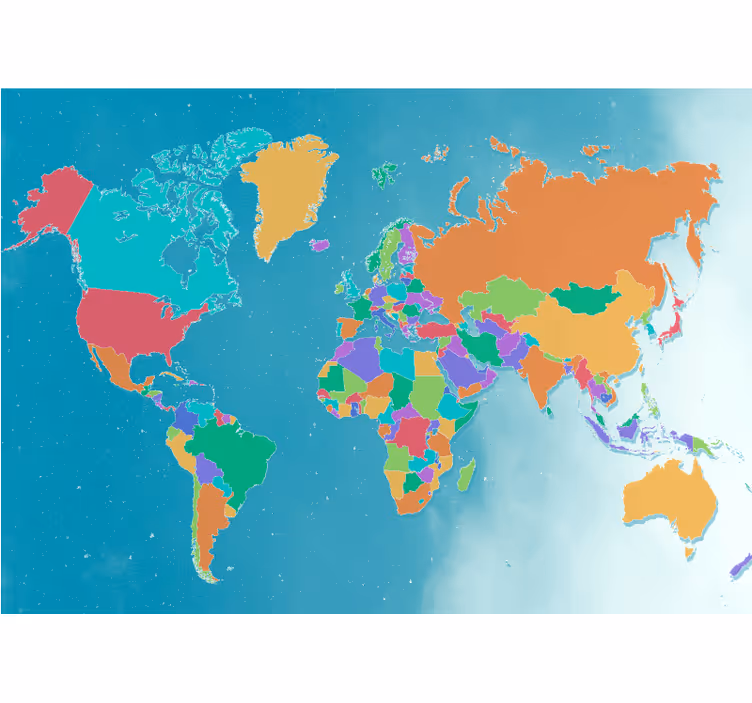 Childrens blind with political colorful world map - TenStickers