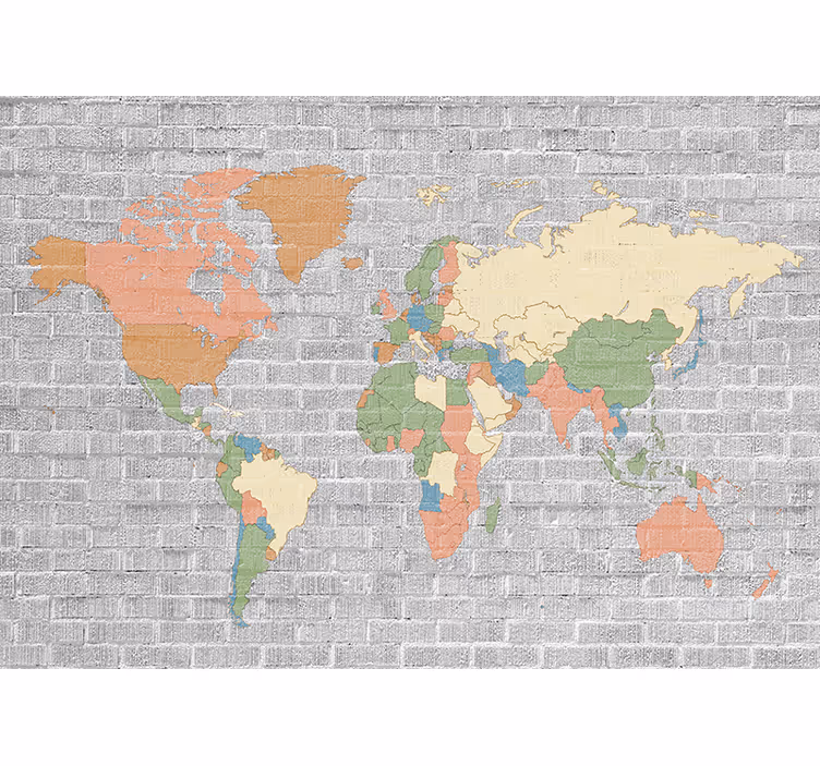 Childrens blind stone pattern vintage world map - TenStickers