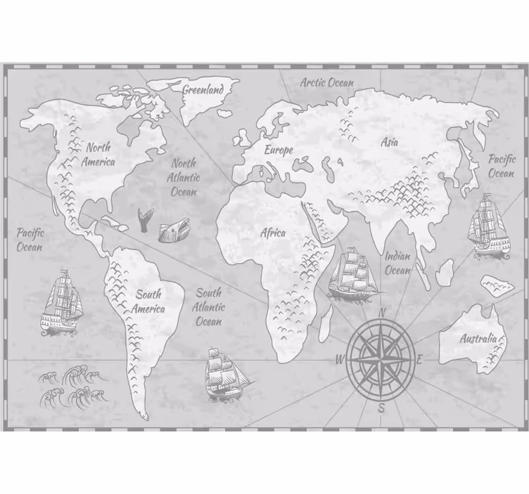 Childrens blind pirate treasure world map - TenStickers