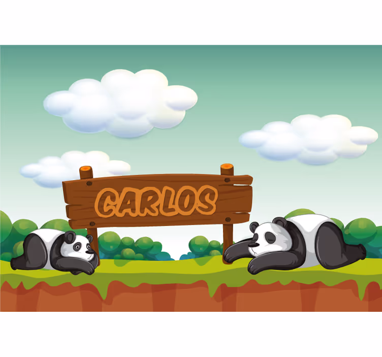 Childrens blind with personalised panda name - TenStickers