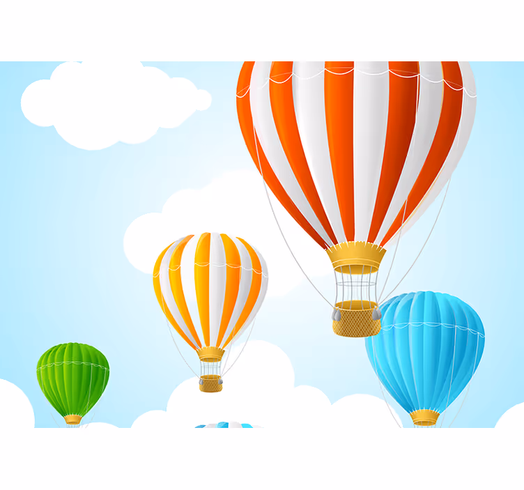 Childrens blind bright hot air balloon sky clouds - TenStickers