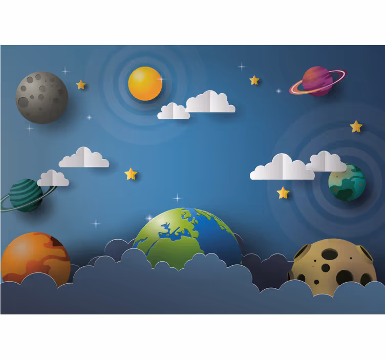 Childrens blind cartoon planets in a row - TenStickers