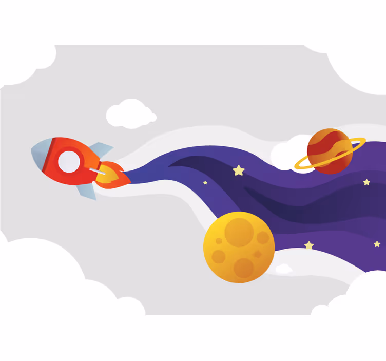 Childrens blind cartoon rocket launching to space - TenStickers