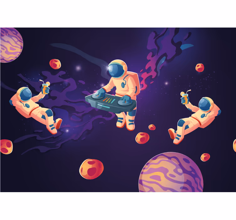 Childrens blind featuring playful cartoon astronauts - TenStickers