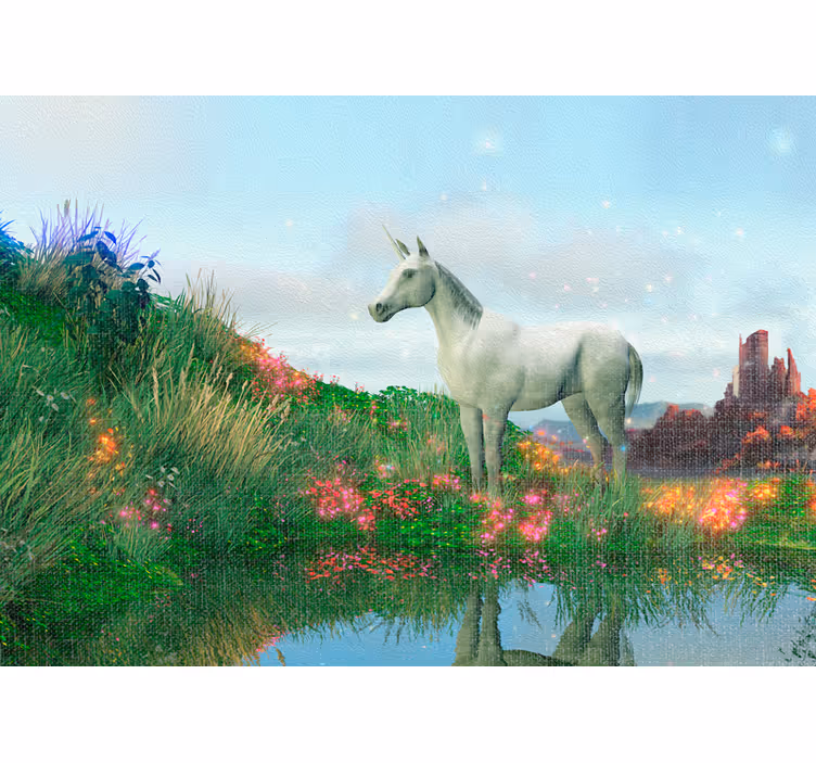 Childrens blind in a unicorn castle garden - TenStickers