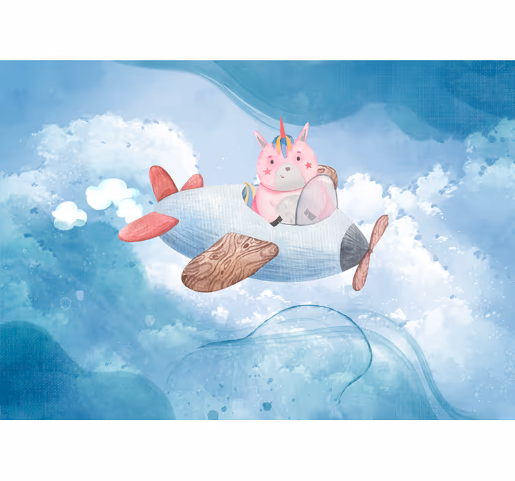 Childrens blind featuring a flying unicorn in blue sky - TenStickers