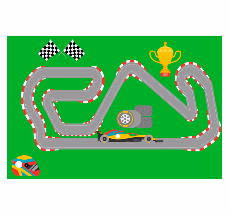 Childrens blind kids playground racing cars rug - TenStickers