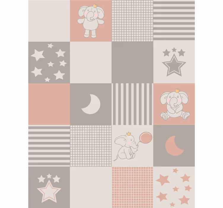 Childrens blind with elephant motifs and nordic tiles - TenStickers
