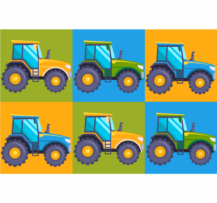 Childrens blind multi-coloured tractor tiles - TenStickers