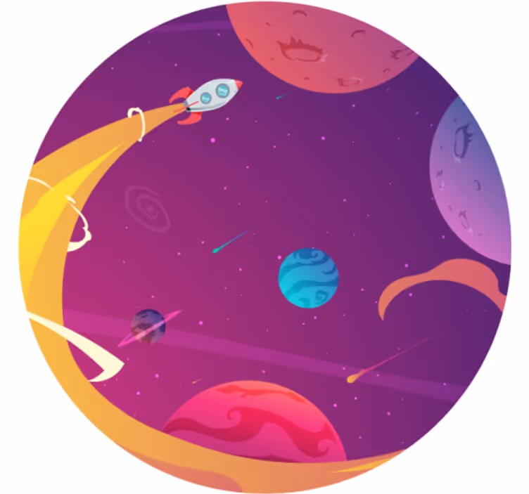 Childrens blind featuring cartoon rocket in space - TenStickers