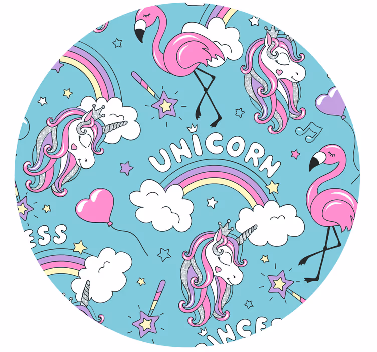 Childrens blind with colorful unicorn flamingo tree - TenStickers