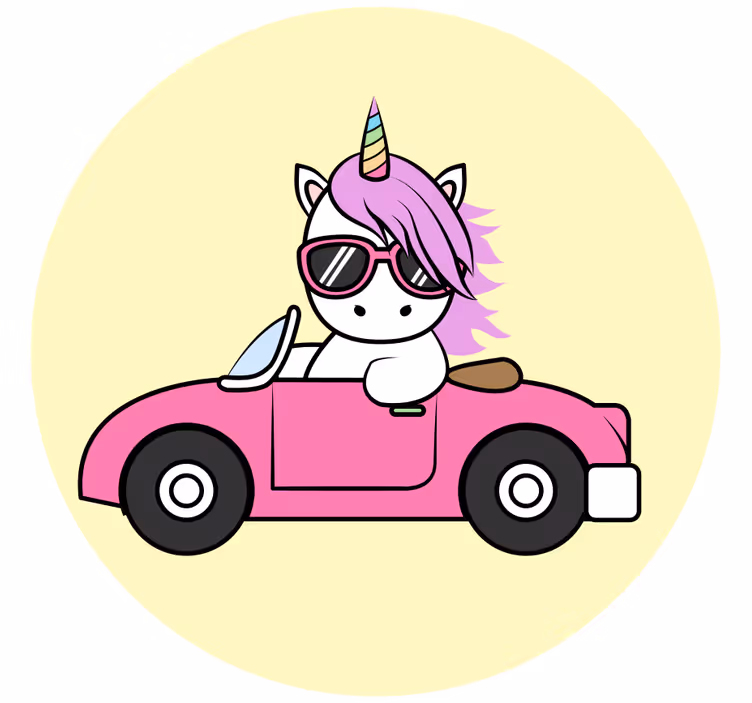 Cool unicorn driving childrens blind - TenStickers