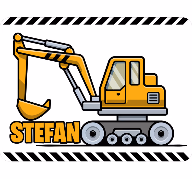 Children's blind featuring a yellow cartoon excavator - TenStickers