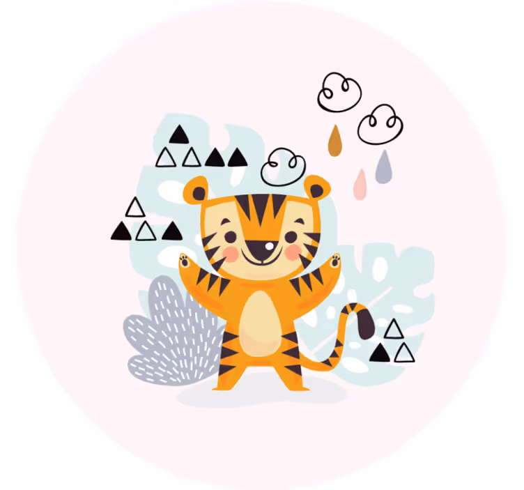 Childrens blind drawing of a tiger - TenStickers