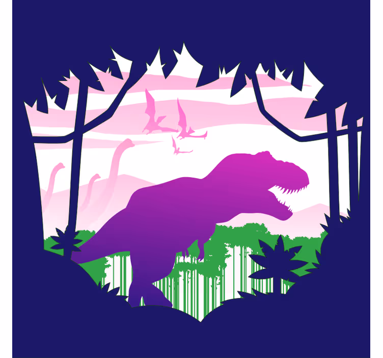Childrens blind big dinosaur with birds vinyl rug - TenStickers