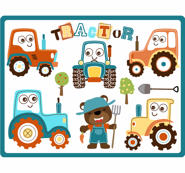 Childrens blind smiling tractors - TenStickers