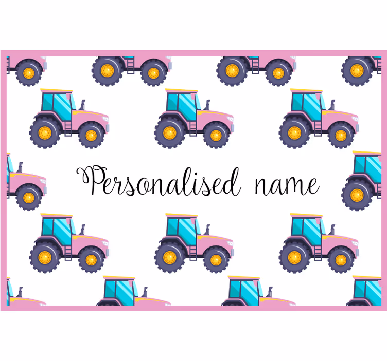 Childrens blind pink personalized tractor - TenStickers
