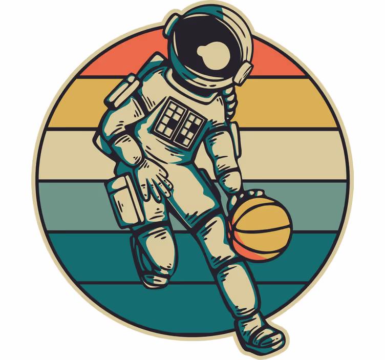 Childrens blind vintage astronaut playing basketball - TenStickers