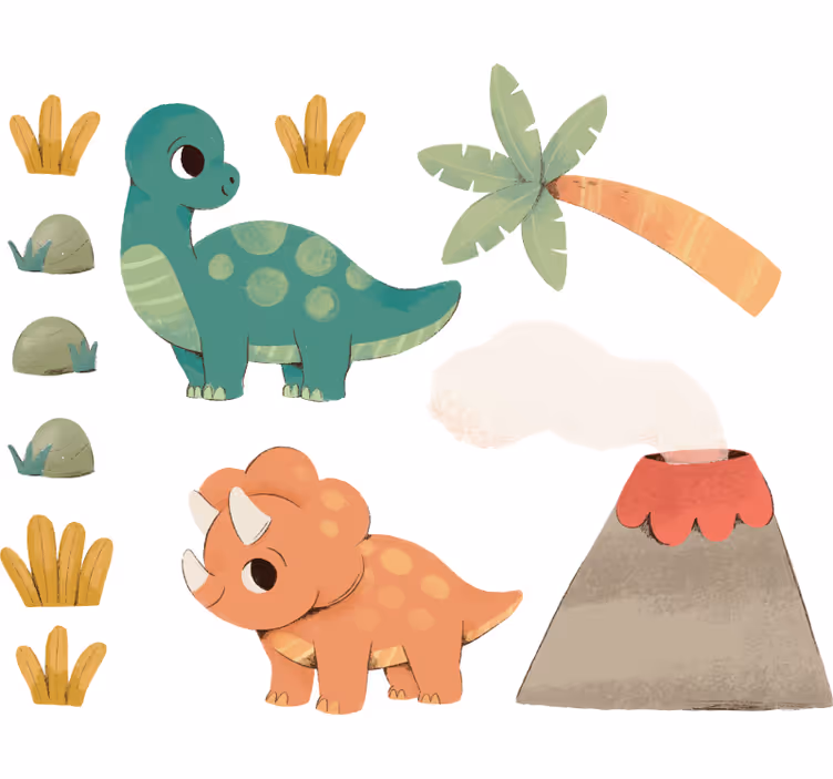 Childrens blind watercolor dinosaurs - TenStickers