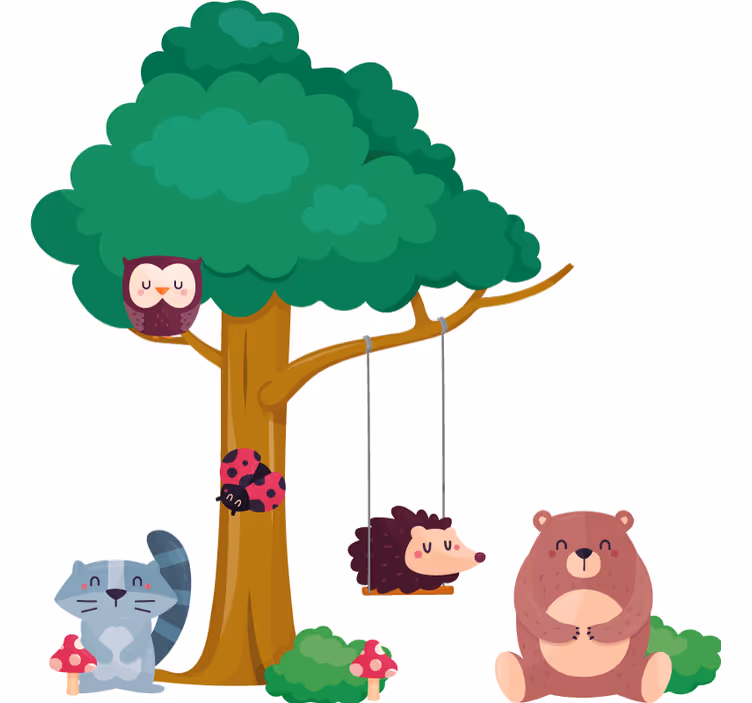 Childrens blind forest animals by a swing - TenStickers