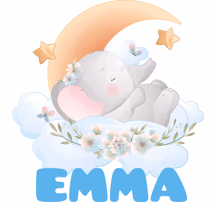 Childrens blind cute animals elephant with name - TenStickers